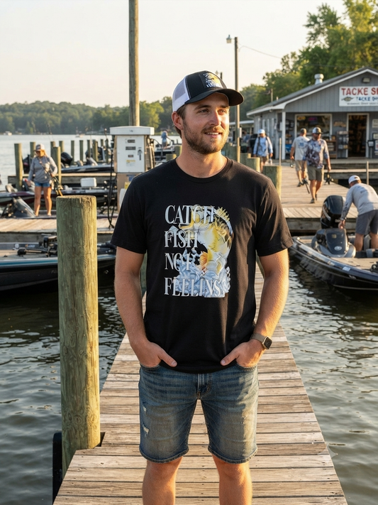Catch Fish Not Feelings Unisex T-Shirt – Black